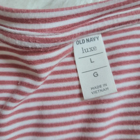 Old Navy Striped Pink And White V-Neck Long Sleeve Top - Picture 13 of 13